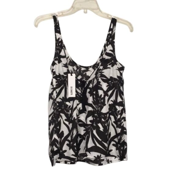 NWT BB DAKOTA TASSEL WHITE/ BLACK SLEEVELESS LIGHTWEIGHT TANK TOP XS RESORTWEAR - Picture 3 of 11